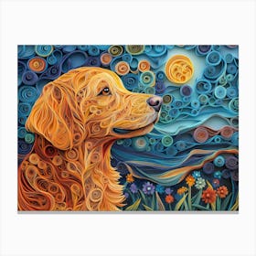 Golden Retriever Paper Quilling Dog Portrait Canvas Print