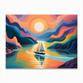 The Boat Sails Off Into The Sunset Canvas Print