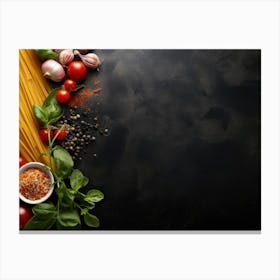 Pasta On A Black Background 2 Canvas Print