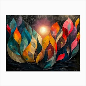 Flames Of Fire, Cubism Canvas Print