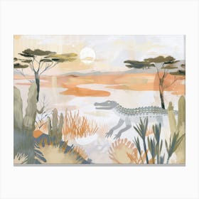 Crocodile Tropical Jungle Illustration 1 Canvas Print