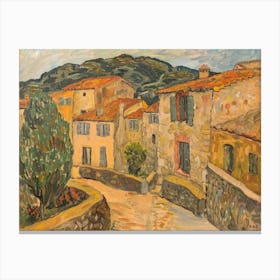 Whispers Of The Village Painting Inspired By Paul Cezanne Canvas Print