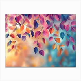 Elegant Colorful With Vibrant Leaves Hanging Branches 4 Canvas Print