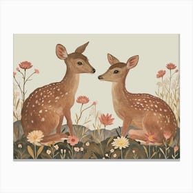 Floral Animal Illustration Deer 9 Canvas Print