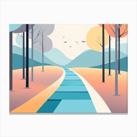 Road In The Woods VECTOR ART Canvas Print