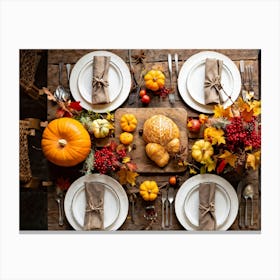 An Autumnal Composition On A Rustic Wooden Table Setting Featuring A Variety Of Harvested Ingredien (2) 1 Canvas Print