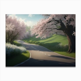 Scenic Road Adorned With Spring Greenery Canvas Print