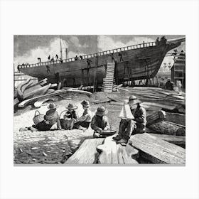 Ship Building, Gloucester Harbor (1873), Winslow Homer Canvas Print