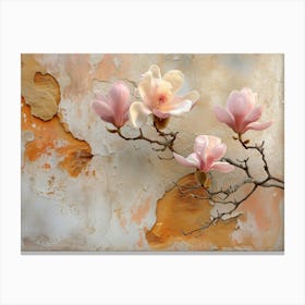 Magnolia On Old Wall 1 Canvas Print