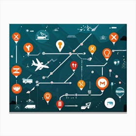 A Detailed Graphic Illustration Of Global Positioning System Icons And Symbols Floating Seamlessly (6) Canvas Print