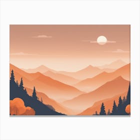 Misty mountains horizontal background in orange tone 110 Canvas Print