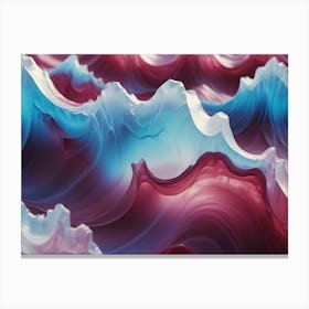 Abstract Image Of Swirling, Fluid Waves In Shades Of Blue, White, And Pink, Resembling A Landscape Or A Cosmic Scene Canvas Print