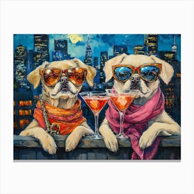 Dogs At The Rooftop Bar 1 Canvas Print