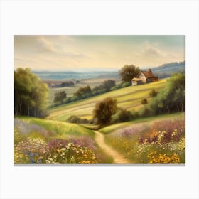 Printable Wall Art, Vintage Landscape, Farmhouse Wall Decorations, Vintage Landscape Oil Painting.26 Canvas Print