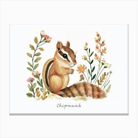 Little Floral Chipmunk 3 Poster Canvas Print