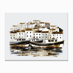 Fishing Boats In Harbour Canvas Print