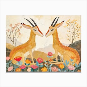 Floral Animal Illustration Gazelle 1 Canvas Print