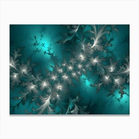 An Abstract Design With Swirling, White Tendrils On A Teal Background 1 Canvas Print