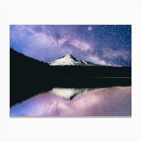 Summer Nights At The Lake - Milky Way Stars Canvas Print