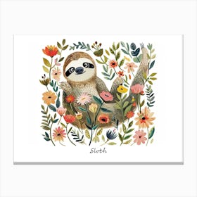 Little Floral Sloth 2 Poster Canvas Print