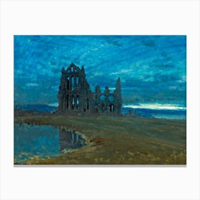 Whitby Abbey Yorkshire 1910 Painted by Albert Goodwin Wall Art Print | Fully Remastered Clear and Bright for Gloomy Gothic Vampire Altar Wall Feature in HD Canvas Print