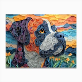 Mastiff Paper Quilling Dog Portrait Canvas Print