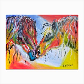 Two Horses In Love acrylic painting  Canvas Print
