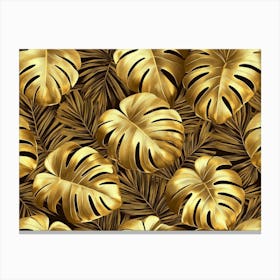 Gold Tropical Leaves 1 Canvas Print