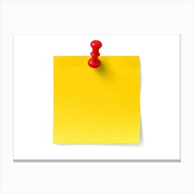 Yellow Sticky Note With Red Pushpin Office Supply 2 Canvas Print