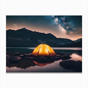 Starry Night with a tent Canvas Print