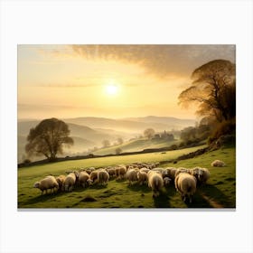 Sheep In A Field Canvas Print