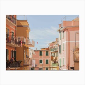 Pastel Buildings Cinque Terre Italy Canvas Print