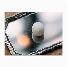 Egg On A Silver Tray Canvas Print