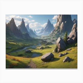 Landscape With Mountains Canvas Print