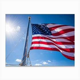 An American Flag Mid Billow Red And White Stripes Gleaming In The Wind Blue Star Field Sailing Ag 2 1 Canvas Print