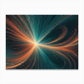 An Abstract Design With Swirling, Orange And Blue Lines That Converge At A Central Point Of Light Canvas Print