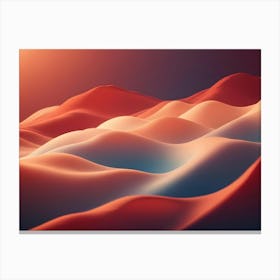 Smooth, Undulating Waves Flow Across The Landscape, Bathed In A Warm Sunset Glow Of Orange, Red, And Blue Hues Canvas Print