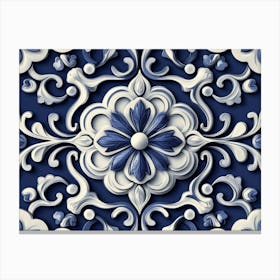 Blue And White Floral Pattern Canvas Print