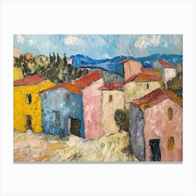 Village Gem Painting Inspired By Paul Cezanne Canvas Print