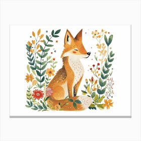 Little Floral Coyote 4 Canvas Print