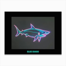 Neon Pastel Pink Blue Shark 8 Poster Canvas Print