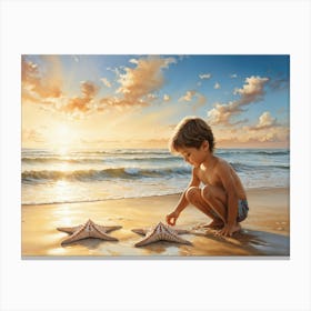 Starfish On The Beach 2 Canvas Print