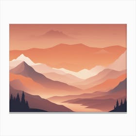 Misty mountains horizontal background in orange tone 150 Canvas Print