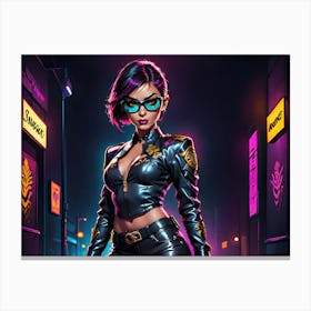 Girl In A Leather Jacket Canvas Print