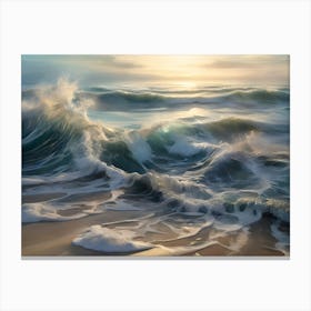 Ocean Crashing Waves Paintings Art Print Canvas Print