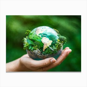 Earth Globe In Hand Canvas Print