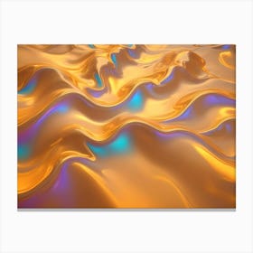 An Abstract Image Of A Flowing, Golden Liquid With Iridescent Highlights Canvas Print