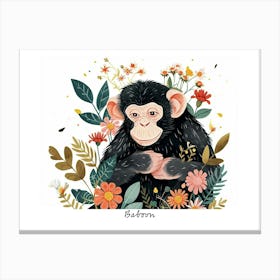 Little Floral Baboon 2 Poster Canvas Print