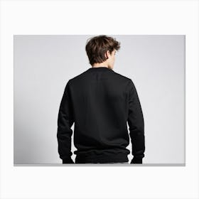 Back View Of Man Wearing Black Sweatshirt Canvas Print