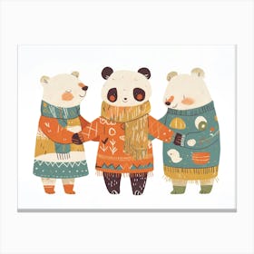 Three Panda Bears Canvas Print